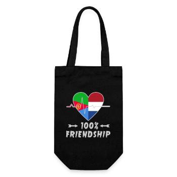 Eritrea und Niederlande 100% Freundschaft - Geschenkbeutel für Flaschen - Schwarz - Vorne