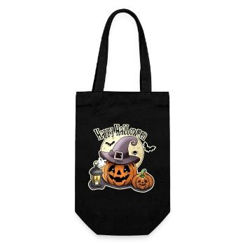 Citrouille d’Halloween, Joyeux Halloween - Sac à bouteille - noir - Devant