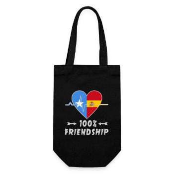 Somalia und Spanien 100% Freundschaft - Geschenkbeutel für Flaschen - Schwarz - Vorne