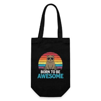Teddy Bär Spruch Born to be Awesome - Geschenkbeutel für Flaschen - Schwarz - Vorne