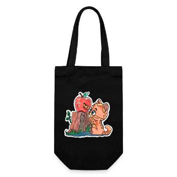 Little kitten and the worm in the apple - Gift Bag for Bottles - black - Front