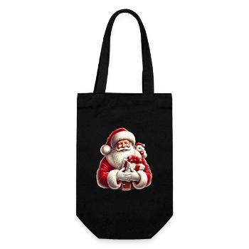 Père Noël festif avec des cadeaux Illustration - Sac à bouteille - noir - Devant