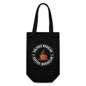 Elektriker: Spannung regelmäßig, Kaffee unregelmäßig - Geschenkbeutel für Flaschen - Schwarz - Vorne