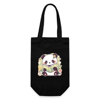Panda lisant un livre - Cute Cartoon Design - Sac à bouteille - noir - Devant