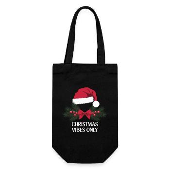 Christmas Vibes Only Santa Hat Christmas - Gift Bag for Bottles - black - Front