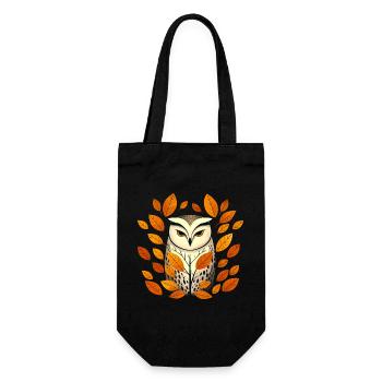 Owl and autumn leaves - Gift Bag for Bottles - black - Front