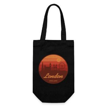 Londons Skyline im Retro Sonnenuntergang - Geschenkbeutel für Flaschen - Schwarz - Vorne