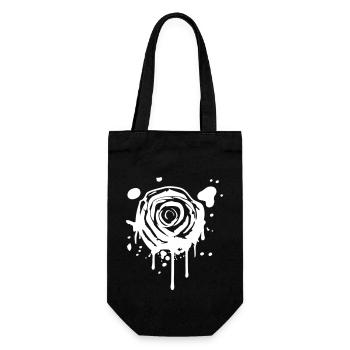 Rose Blüte Graffiti Tropfen Röschen Romantisch - Geschenkbeutel für Flaschen - Schwarz - Vorne