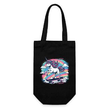 Regenbogen Einhorn Skateboard - Geschenkbeutel für Flaschen - Schwarz - Vorne