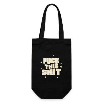 Botschaft in Retro-Design Fuck This Shit - Geschenkbeutel für Flaschen - Schwarz - Vorne