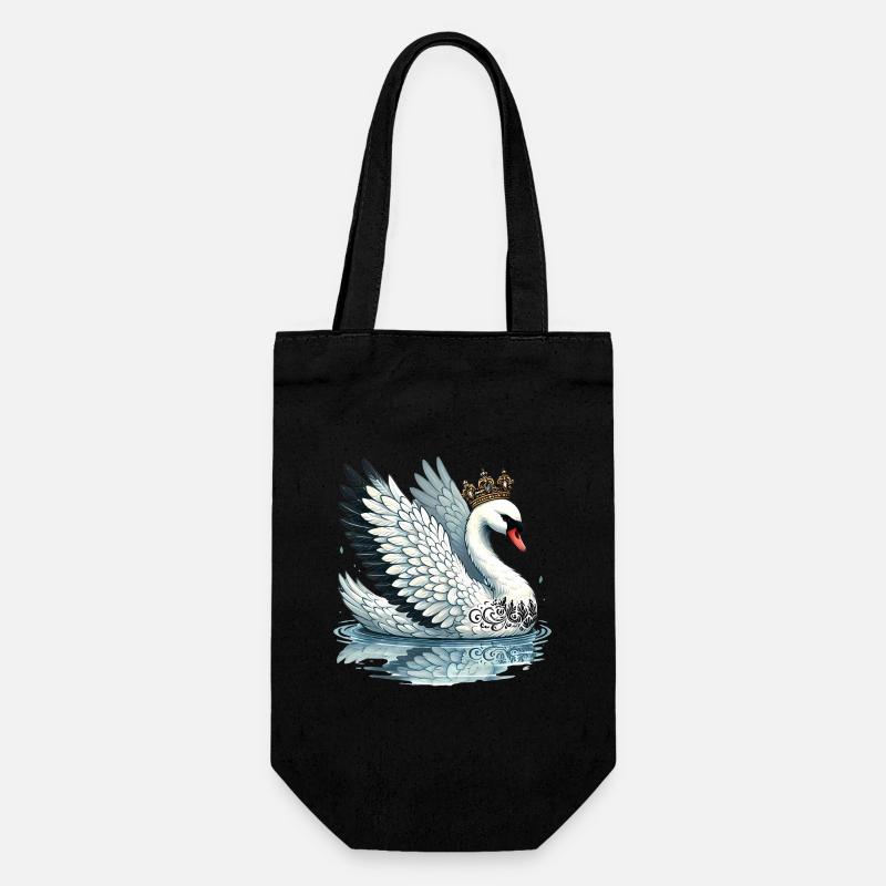 Königlicher Schwan mit Krone Illustration - Geschenkbeutel für Flaschen - Schwarz