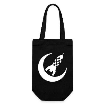 White rocket and half moon - Gift Bag for Bottles - black - Front