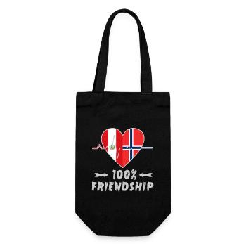 Peru und Norwegen 100% Freundschaft - Geschenkbeutel für Flaschen - Schwarz - Vorne
