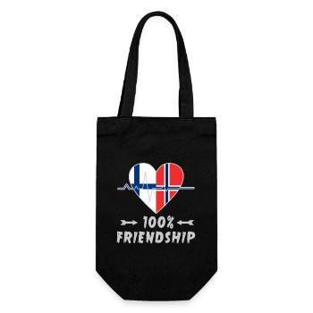 Finnland und Norwegen 100% Freundschaft - Geschenkbeutel für Flaschen - Schwarz - Vorne