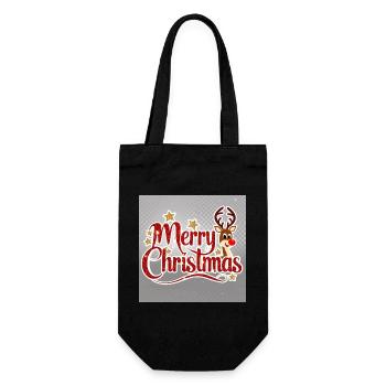 Merry Christmas Reindeer Glitter Script - Gift Bag for Bottles - black - Front
