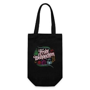 Weihnachtsshirt Kinder Damen Herren Familie Outfit - Geschenkbeutel für Flaschen - Schwarz - Vorne