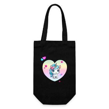 Licorne mignonne avec cœur pastel - Sac à bouteille - noir - Devant