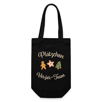 "PLÄTZCHEN - VERZIER - TEAM" Weihnachten Backen - Geschenkbeutel für Flaschen - Schwarz - Vorne