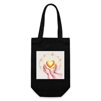 Golden heart in the protection of the hands - Gift Bag for Bottles - black - Front