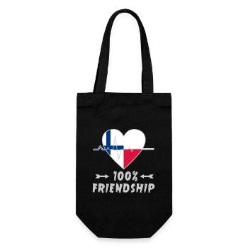 Finnland und Polen 100% Freundschaft - Geschenkbeutel für Flaschen - Schwarz - Vorne