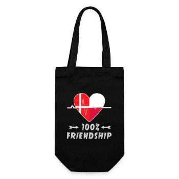 Dänemark und Polen 100% Freundschaft - Geschenkbeutel für Flaschen - Schwarz - Vorne