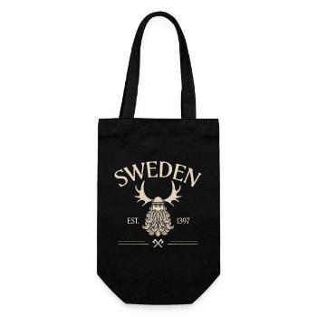 Sweden - Viking Beard - Moose - Geschenkbeutel für Flaschen - Schwarz - Vorne