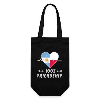 Argentinien und Polen 100% Freundschaft - Geschenkbeutel für Flaschen - Schwarz - Vorne