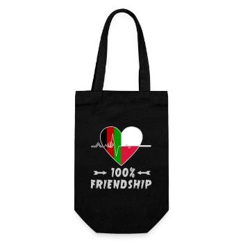 Afghanistan und Polen 100% Freundschaft - Geschenkbeutel für Flaschen - Schwarz - Vorne