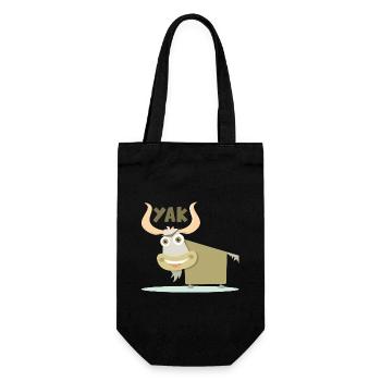 Fröhliche und farbenfrohe Illustration eines Yaks - Geschenkbeutel für Flaschen - Schwarz - Vorne