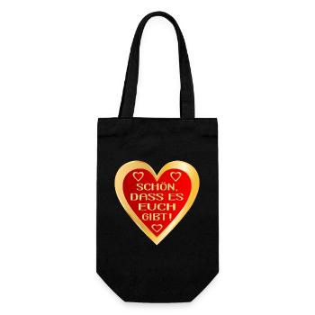 SCHÖN DASS ES EUCH GIBT HERZ - Geschenkbeutel für Flaschen - Schwarz - Vorne