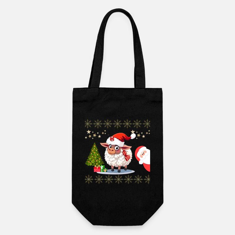Mouton Festif de Noël - Pulls et Habits Mignons - Sac à bouteille - noir