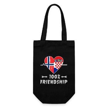 Norwegen und Kroatien 100% Freundschaft - Geschenkbeutel für Flaschen - Schwarz - Vorne