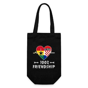 Ghana und Kroatien 100% Freundschaft - Geschenkbeutel für Flaschen - Schwarz - Vorne