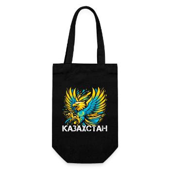 Kazakhstan Eagle Flag Flag Cyrillic Gift - Gift Bag for Bottles - black - Front
