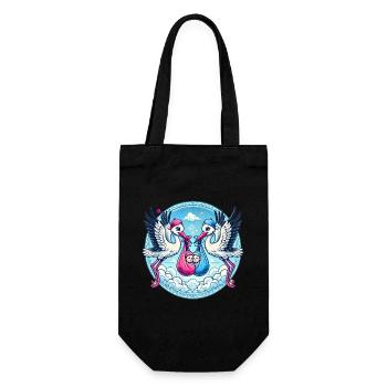 Pink or Blue Stork Baby Bundle Design - Gift Bag for Bottles - black - Front