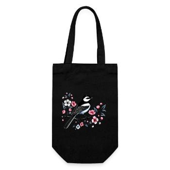 Chicadee auf blühendem Ast Design - Geschenkbeutel für Flaschen - Schwarz - Vorne