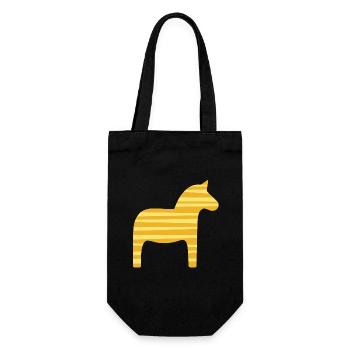 Dala Horse Stripes Sweden Scandinavian Xmas - Gift Bag for Bottles - black - Front