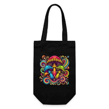 Colorful Psychedelic Mushrooms - Gift Bag for Bottles - black - Front