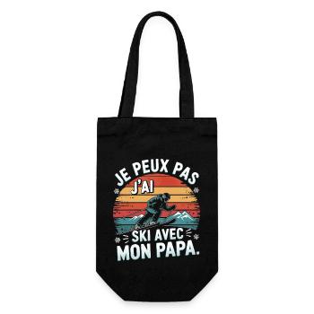Je peux pas j ai ski avec mon papa - Sac à bouteille - noir - Devant