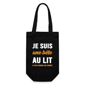 Ich bin ein Biest im Bett, ich kann stundenlang schlafen - Geschenkbeutel für Flaschen - Schwarz - Vorne