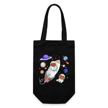 Dog and teddy bear explore space - Gift Bag for Bottles - black - Front