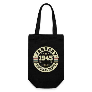 January 1945 - Geburtstag im Januar 1945 - Geschenkbeutel für Flaschen - Schwarz - Vorne