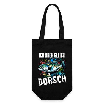 Ich dreh gleich Dorsch - Geschenkbeutel für Flaschen - Schwarz - Vorne