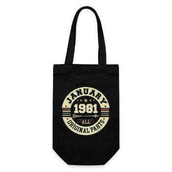January 1981 - Geburtstag im Januar 1981 - Geschenkbeutel für Flaschen - Schwarz - Vorne