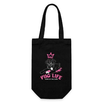 Pug Life – Mops King of the Crib - Gift Bag for Bottles - black - Front