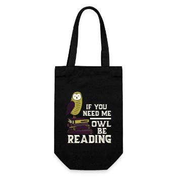 Eule Lesen Bücher Lustiger Spruch - Geschenkbeutel für Flaschen - Schwarz - Vorne