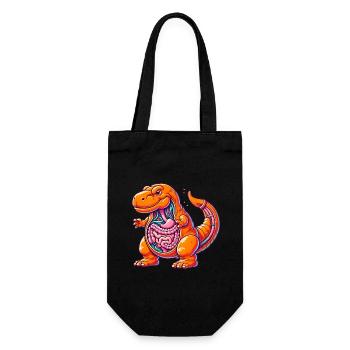 Funny TRex Anatomy Cartoon Design - Gift Bag for Bottles - black - Front