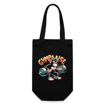 Gympanse Schimpanse witzig Gym Kraftsport Geschenk - Geschenkbeutel für Flaschen - Schwarz - Vorne