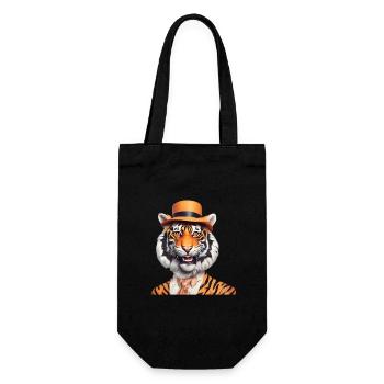 Victorian Tiger with Bowler Hat - Gift Bag for Bottles - black - Front