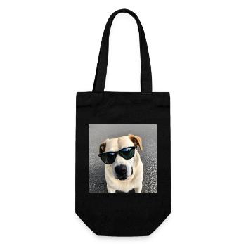 Hund mit Sonnenbrille - Geschenkbeutel für Flaschen - Schwarz - Vorne